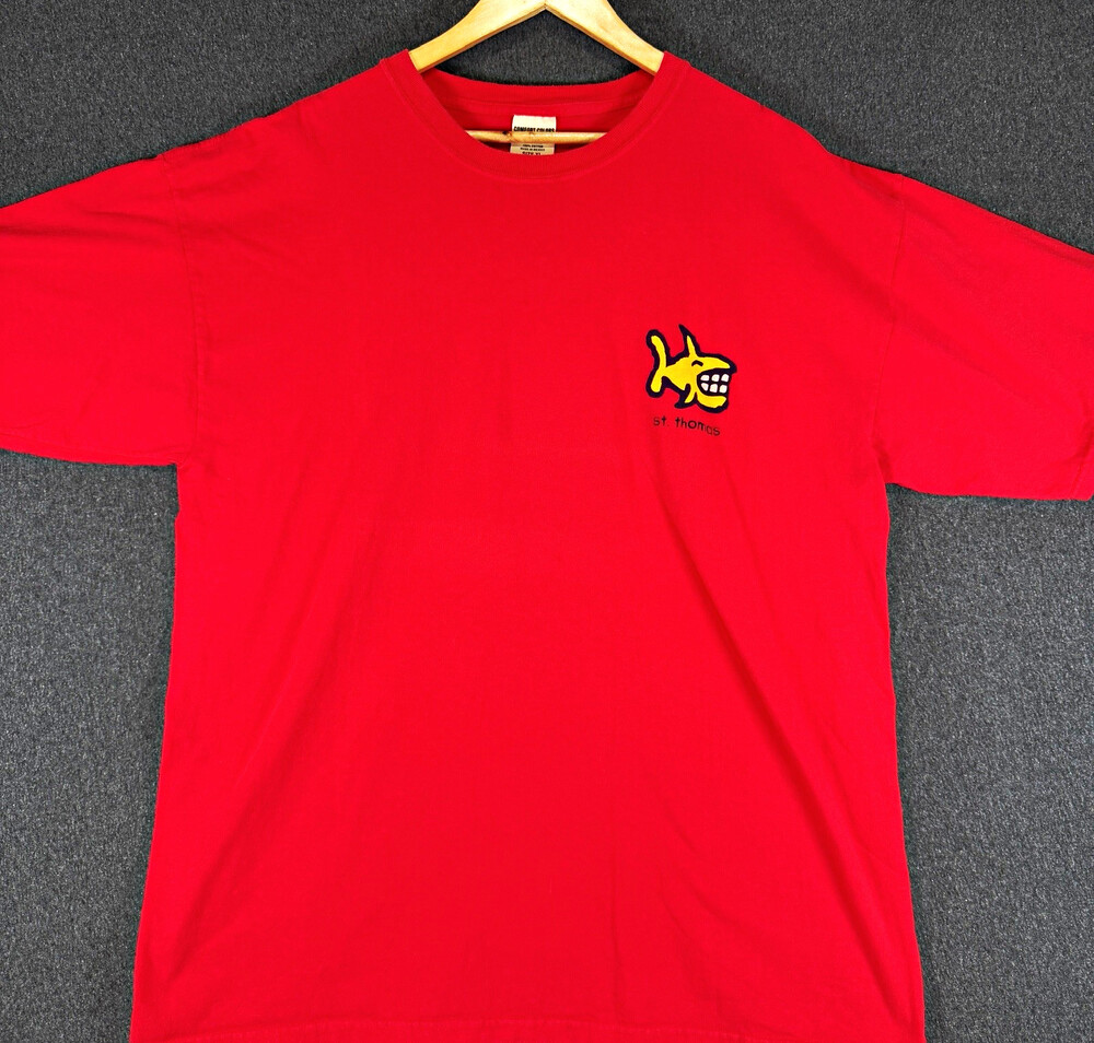 Comfort Colors St. Thomas Fish Graphic T-Shirt Mens XL Red Virgin Islands